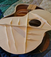 Orchestra Prototype 9X, showing the block that will house the fully-supported neck