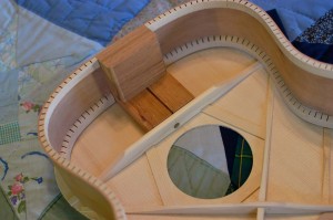 Orchestra Prototype 9X, showing the block that will house the fully-supported neck