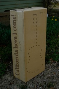 Guitar number 1 is ready for its cross-country trek.