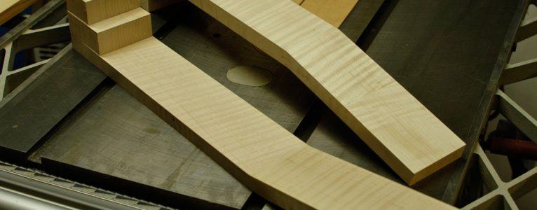 Stacked-heel, scarf-jointed necks in red maple