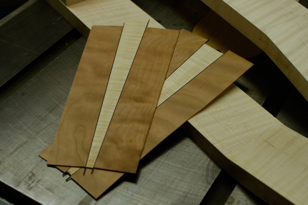 Headplate blanks for the auditorium and orchestra prototypes in red maple and cherry