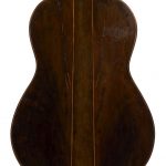 The back of a guitar built by Antonio Torres. The center strip is rosewood, the outer wings are mahogany.