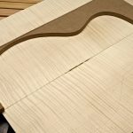 Fitting the pattern on a sugar maple back bookmatched set.