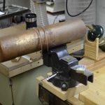 Bending the hormigo and maple strips for the rosette and sound hole binding.
