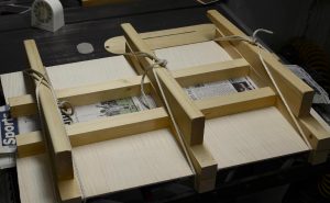Joining the two halves of the sugar maple back plate.