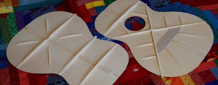 The top and back plate bracing has been carved to shape.