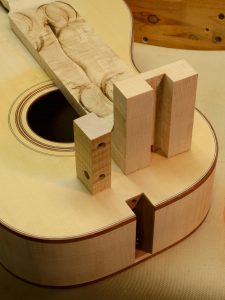 Here are the parts of my new floating tenon adjustable neck joint ready to assemble.