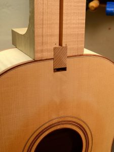 The tenon is glued to the neck and then bolted to the body.